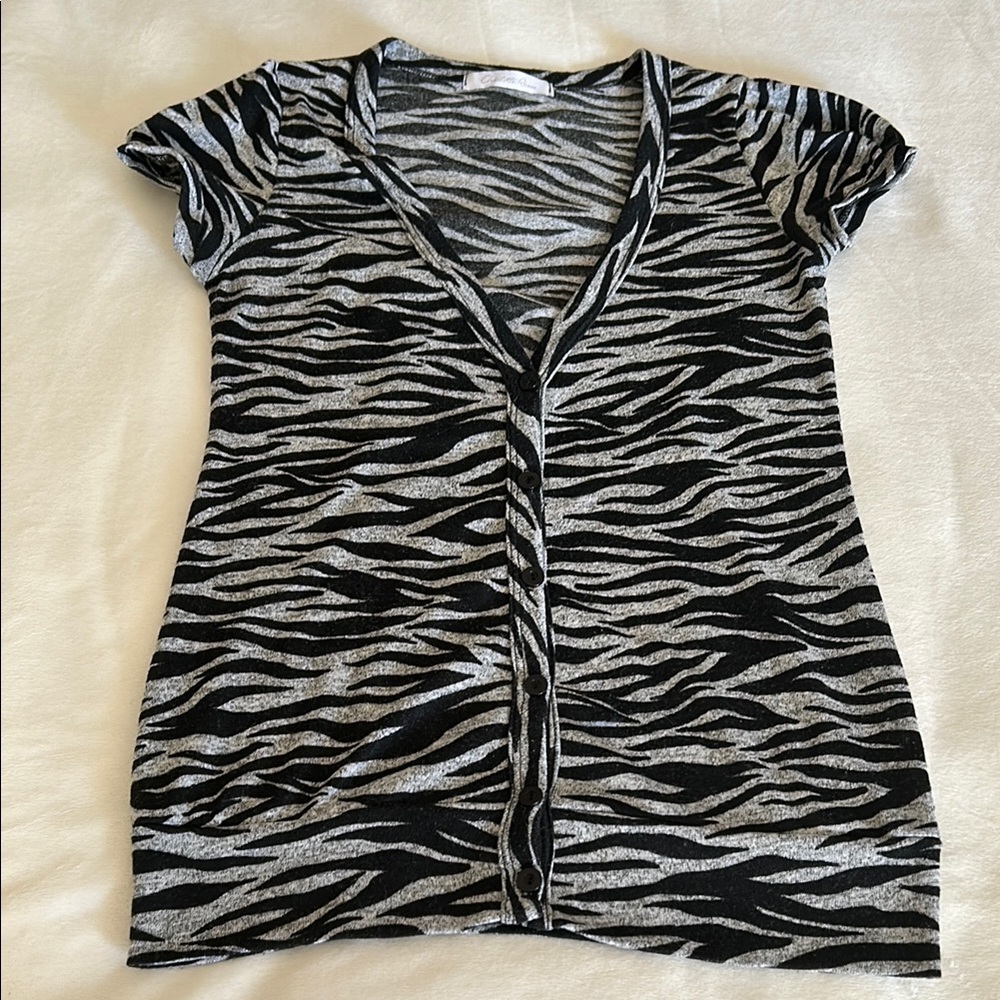 Zebra Print V-Neck Top